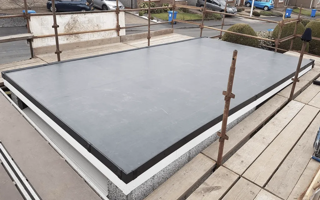 Completed EPDM flat roof installation in {service area}